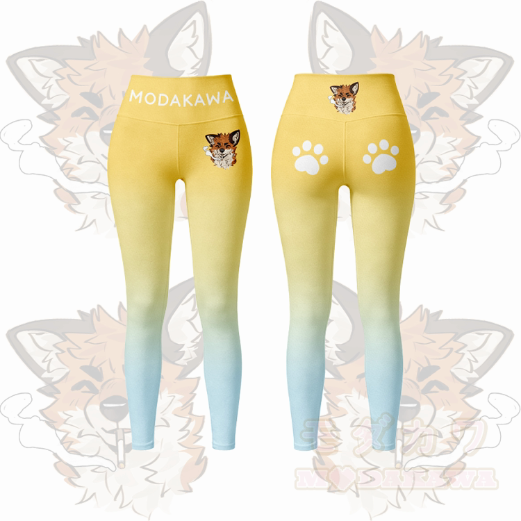 MODAKAWA X atka Smoking Fox Graphic Gradient Sports Bra Top Leggings Matching Outfit - Yellow Leggings - 5XL - image 8