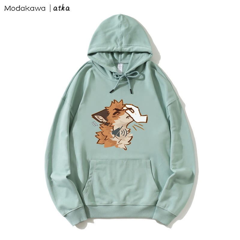 MODAKAWA X atka "Shhh" Fox Graphic Cotton-Blend Hoodie - Green - 5XL - image 4