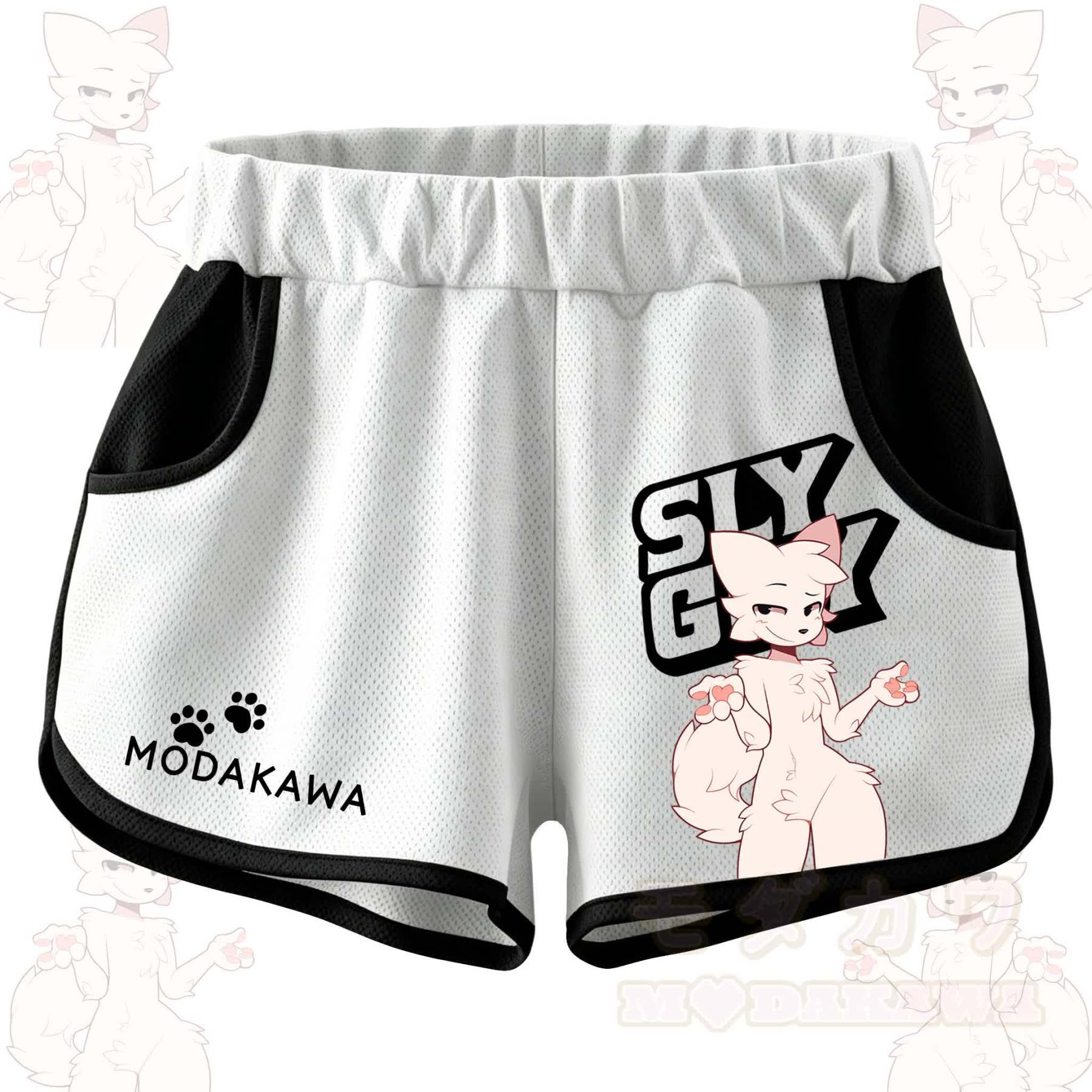 MODAKAWA X zarckets SLY GUY Anime Fox Print Casual Shorts - Black - 5XL - image 4