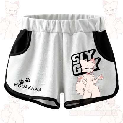 MODAKAWA X zarckets SLY GUY Anime Fox Print Casual Shorts - Black - 5XL - image 4