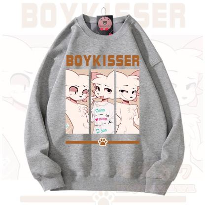 MODAKAWA X zarckets BOYKISSER Fox Graphic Unisex Sweatshirt - Light Gray - 3XL - image 9