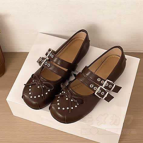 Cross Strap Studded Mary Jane Shoes - image 6