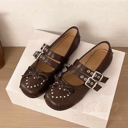 Cross Strap Studded Mary Jane Shoes - image 6
