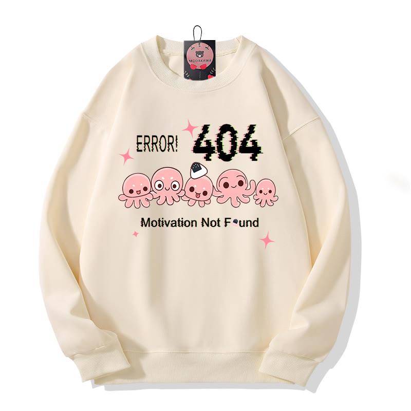 ERROR 404 MOTIVATION NOT FOUND Octopus Graphic Round Collar Sweatshirt - Beige - 5XL - image 3