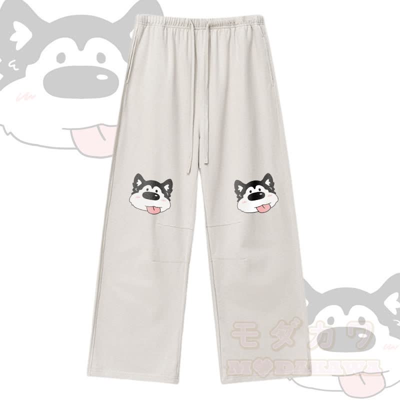 MODAKAWA Tongue Out Dog Graphic Drawstring Pants - Apricot - XL - image 3
