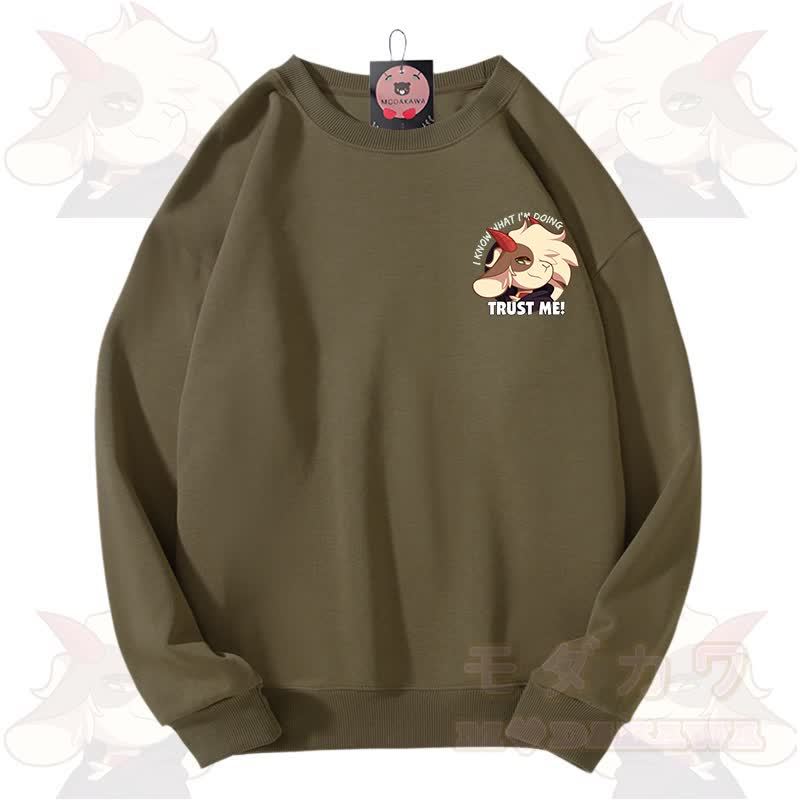 MODAKAWA X zarckets TRUST ME Fox Graphic Unisex Sweatshirt - Army Green - 3XL - image 9