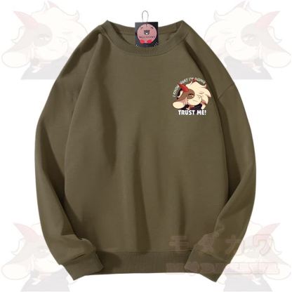 MODAKAWA X zarckets TRUST ME Fox Graphic Unisex Sweatshirt - Army Green - 3XL - image 9