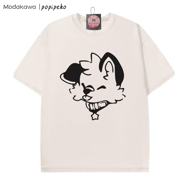 MODAKAWA X popipeko Puppy Print Washed T-Shirt - Apricot - 5XL - image 5