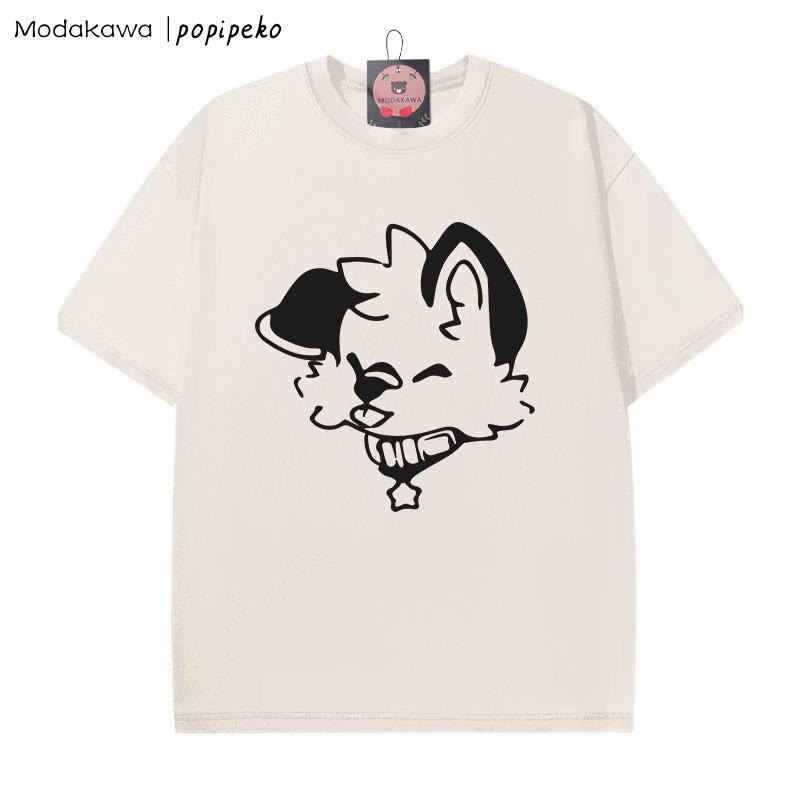 MODAKAWA X popipeko Puppy Print Washed T-Shirt - Apricot - 5XL - image 5