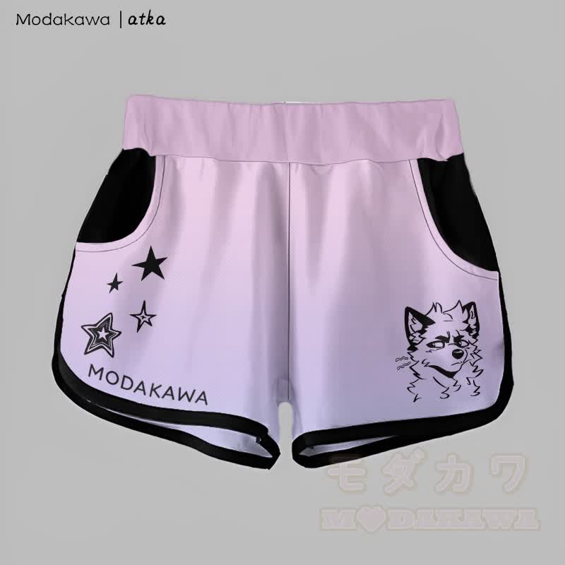 MODAKAWA X atka Gradient Cheeky Fox Graphic Shorts - Purple - 5XL - image 3