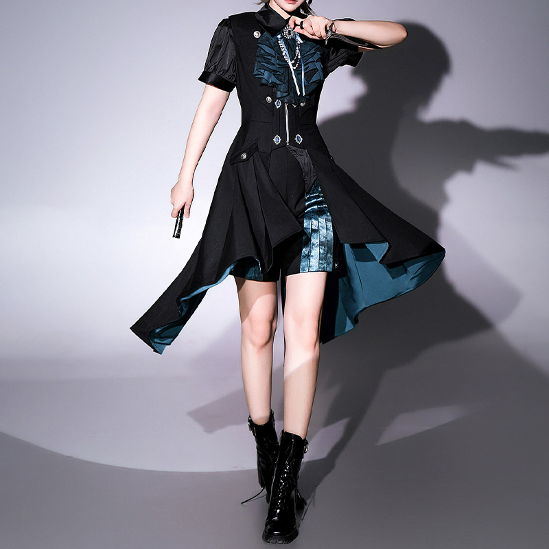 Zipper Vest Dress Pearl Bowtie Shirt Shorts Matching Outfit - image 9