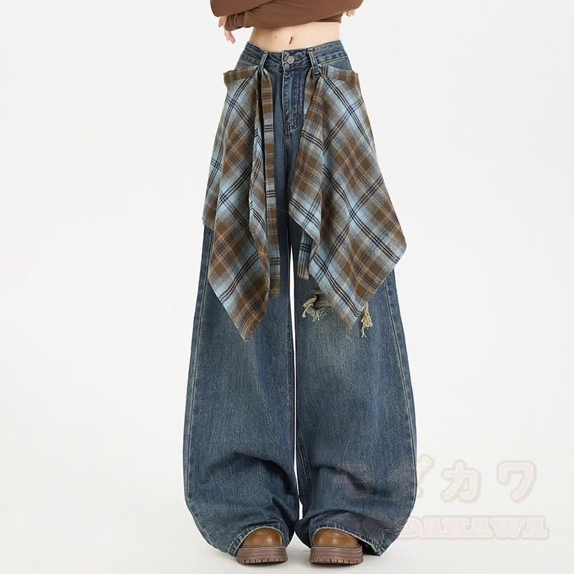 Graffiti Long Sleeves T-Shirt with Vintage Jeans Two Pieces Set - image 7