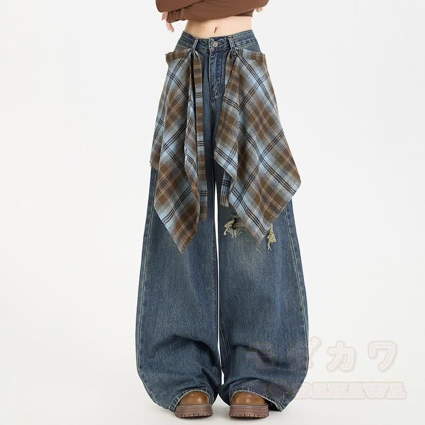 Graffiti Long Sleeves T-Shirt with Vintage Jeans Two Pieces Set - image 7