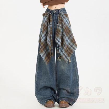 Graffiti Long Sleeves T-Shirt with Vintage Jeans Two Pieces Set - image 7
