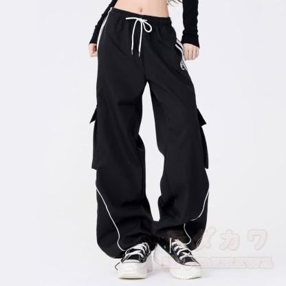Vintage Cat Print Off Shoulder Long Sleeve Top Cargo Pants Two Pieces Set - image 7
