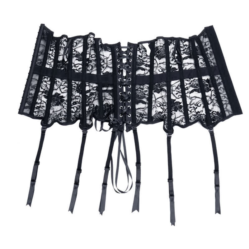 Lace See Through Corset Tops With Garter - image 9