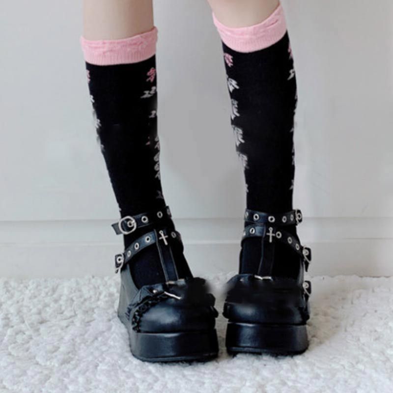 Vintage Platform Strap Buckle Lolita Mary Janes - Black - 43 - image 3