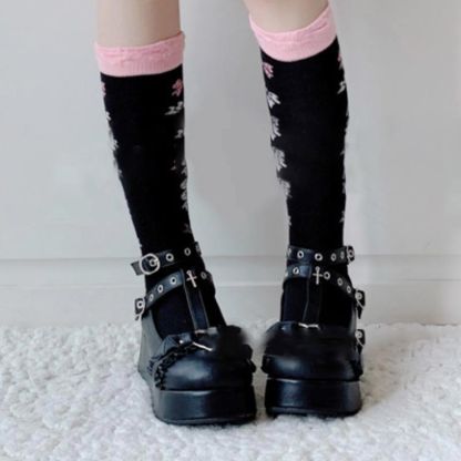 Vintage Platform Strap Buckle Lolita Mary Janes - Black - 43 - image 3