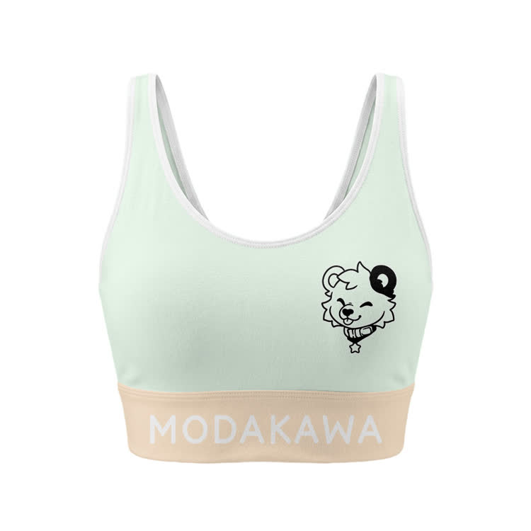 Puppy Graphic Sports Bra Top Leggings Modakawa Matching Outfit - Green Top - 5XL - image 3