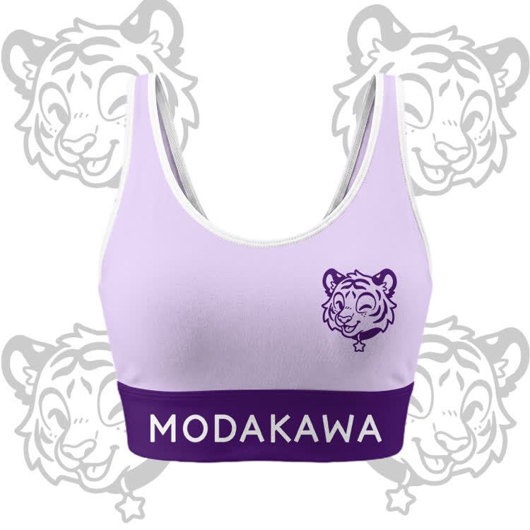 Happy Tiger Graphic Crop Tank Sport Top Shorts Bikini Modakawa Matching Outfit - Purple Top - 5XL - image 3