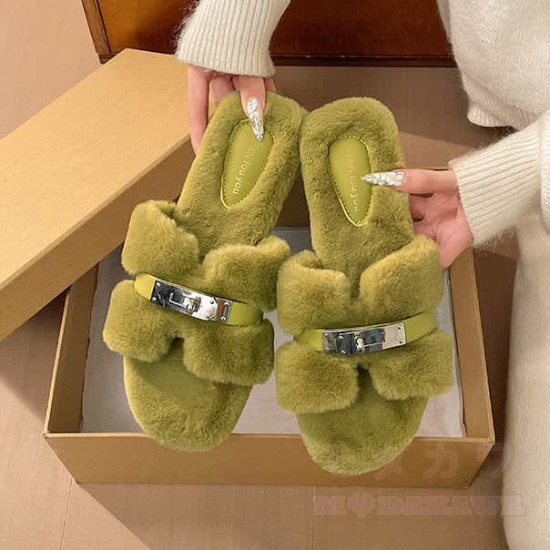 Soft Faux Fur Slip On Mules - image 9