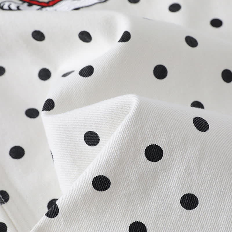  High Quality Durable Press Polka Dot Bow Zip Up Hoodie Dog Embroidery Pants Two Pieces Set - image 14