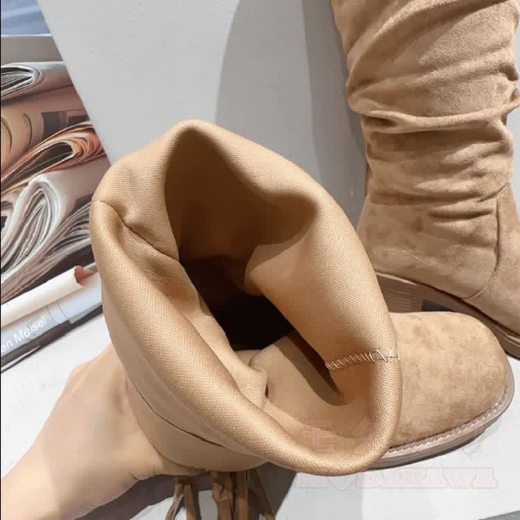 Vintage Fringe Knee High Boots - image 11
