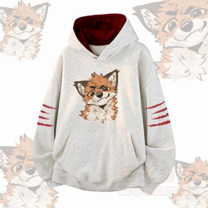 MODAKAWA X atka Funny Fox Graphic Contrast Lining Pullover - Grey - 3XL - image 3