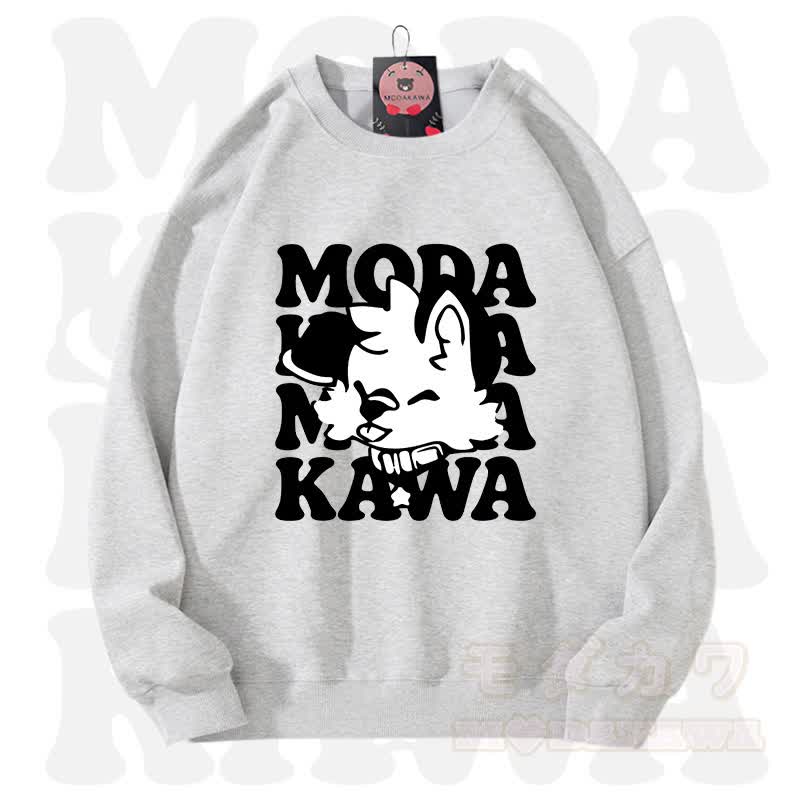 MODAKAWA X popipeko Lovely Puppy Graphic Unisex Sweatshirt - Light and Dark Gray - 3XL - image 8