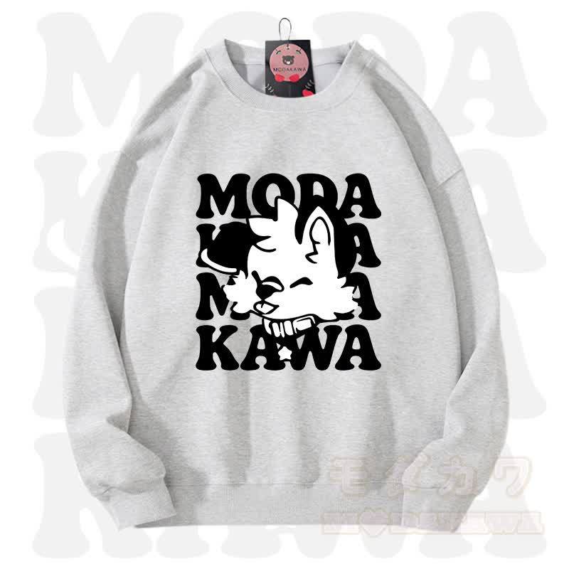MODAKAWA X popipeko Lovely Puppy Graphic Unisex Sweatshirt - Light and Dark Gray - 3XL - image 8