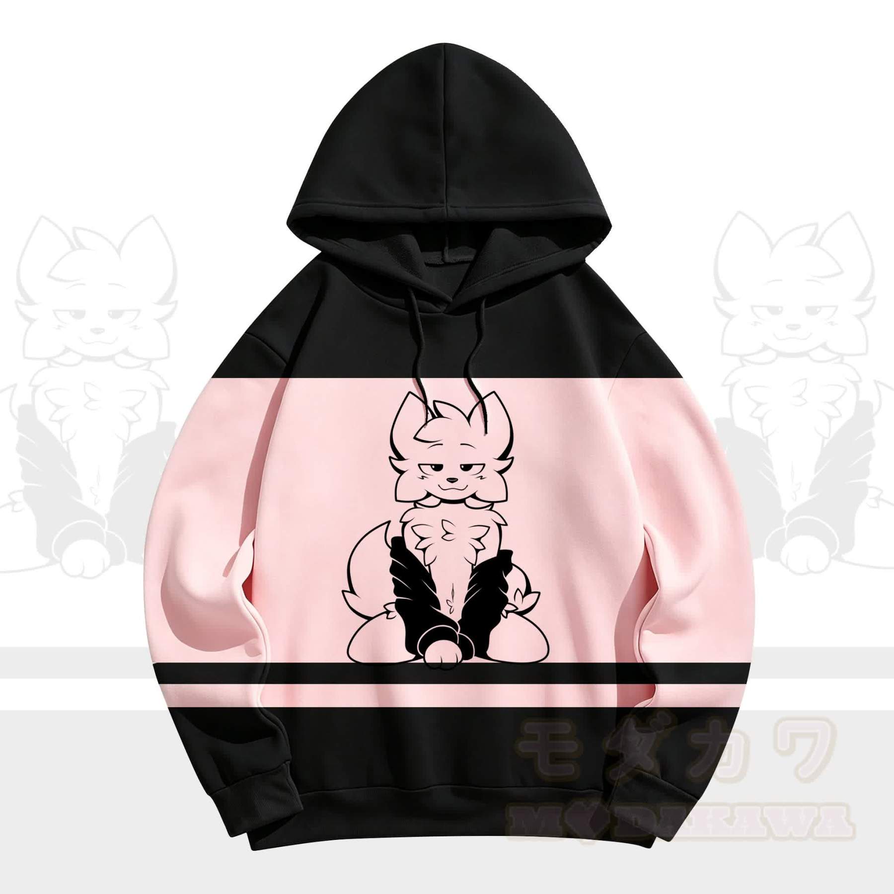 MODAKAWA X zarckets Chic Anime Fox Graphic Hoodie Sweatshirt - Pink - 5XL - image 3