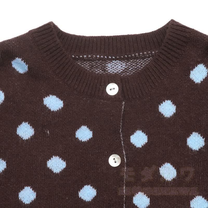 Vintage Polka Dot Long Sleeve Knit Cardigan - image 7