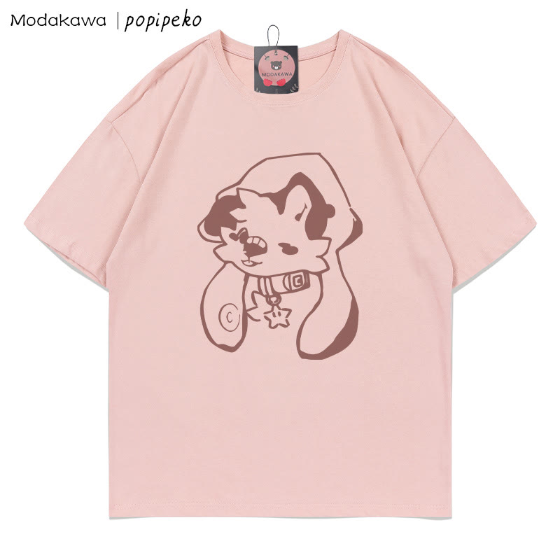 MODAKAWA X popipeko Puppy Print T-shirt - Pink - 5XL - image 4