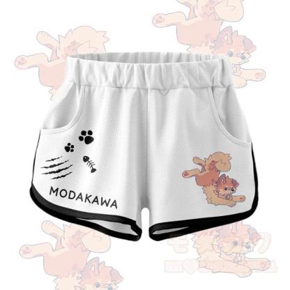 MODAKAWA X popipeko Cute Puppy Graphic Crop Tank Sport Top Shorts Bikini Matching Outfit - White Shorts - 5XL - image 10