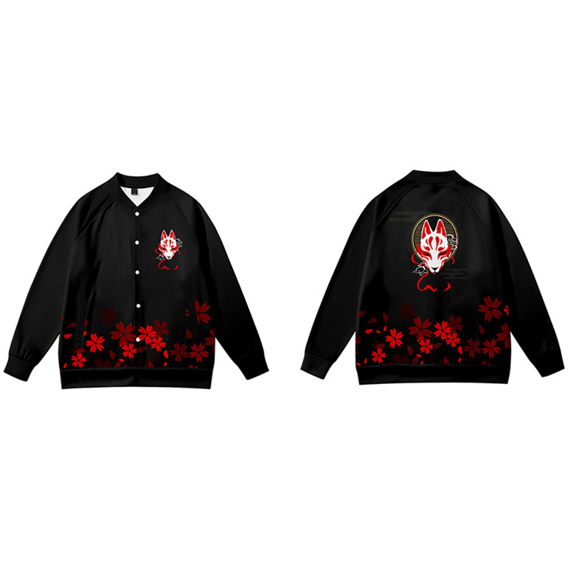 Vintage Sakura Fox Print Causal Jacket   - image 5