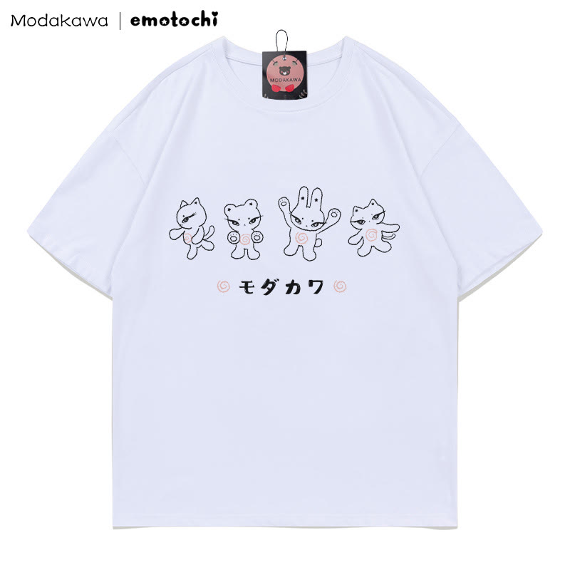 MODAKAWA X emotochi Kitty Print T-shirt - White - 5XL - image 4