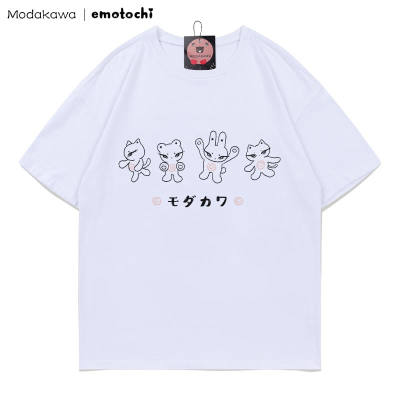 MODAKAWA X emotochi Kitty Print T-shirt - White - 5XL - image 4