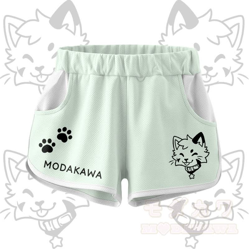 Kitty Graphic Crop Tank Sport Top Shorts Bikini Modakawa Matching Outfit - Green Shorts - 5XL - image 10