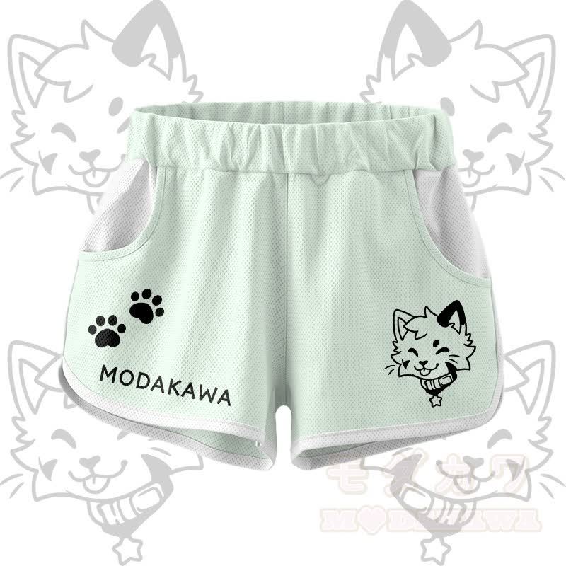 Kitty Graphic Crop Tank Sport Top Shorts Bikini Modakawa Matching Outfit - Green Shorts - 5XL - image 10
