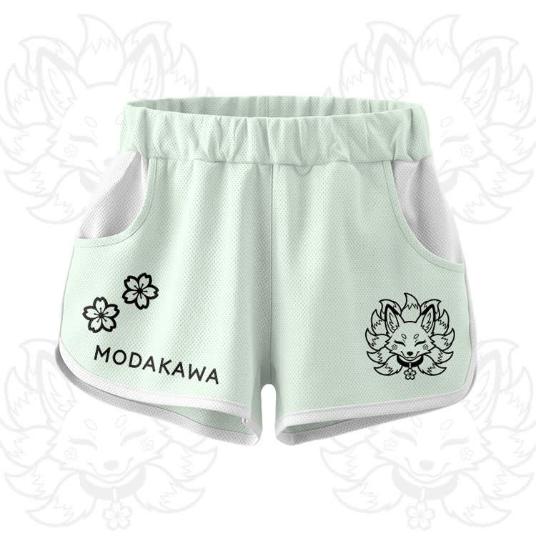 Nine Tailed Fox Graphic Crop Tank Sport Top Shorts Modakawa Matching Outfit - Green Shorts - 5XL - image 9