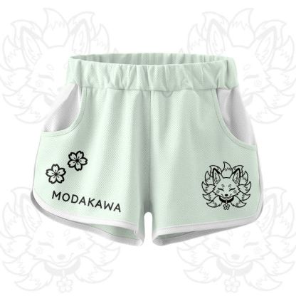 Nine Tailed Fox Graphic Crop Tank Sport Top Shorts Modakawa Matching Outfit - Green Shorts - 5XL - image 9