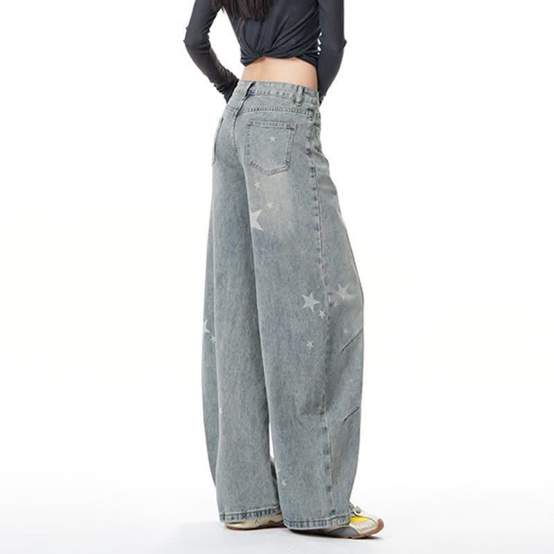 Star Print Gradient Denim Jacket Wide Leg Jeans Two Pieces Set - image 10