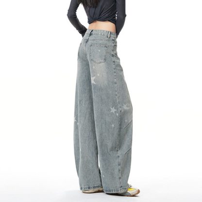 Star Print Gradient Denim Jacket Wide Leg Jeans Two Pieces Set - image 10