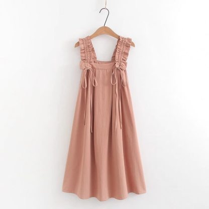 College Style Short Sleeve Shirt Strap Dress Two Pieces Set  - Pink Dress B - XL - image 13