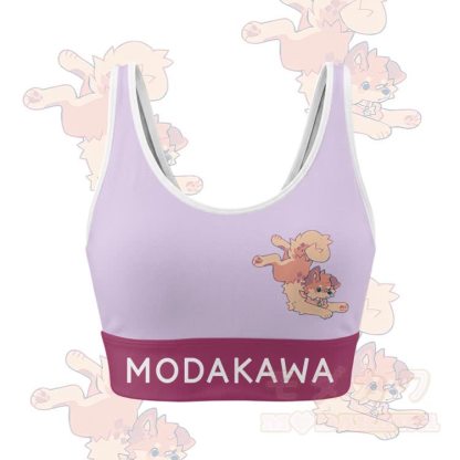 MODAKAWA X popipeko Cute Puppy Graphic Crop Tank Sport Top Shorts Bikini Matching Outfit - Purple Top - 5XL - image 4
