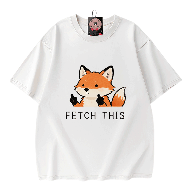 FETCH THIS Fox Graphic Modakawa Vintage Washed 100% Cotton T-shirt - White - 5XL - image 3