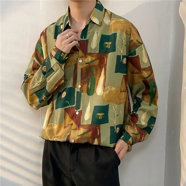 Men's Vintage Print Long Sleeve Button-Up Shirt - Multicolor AD - 3XL - image 31