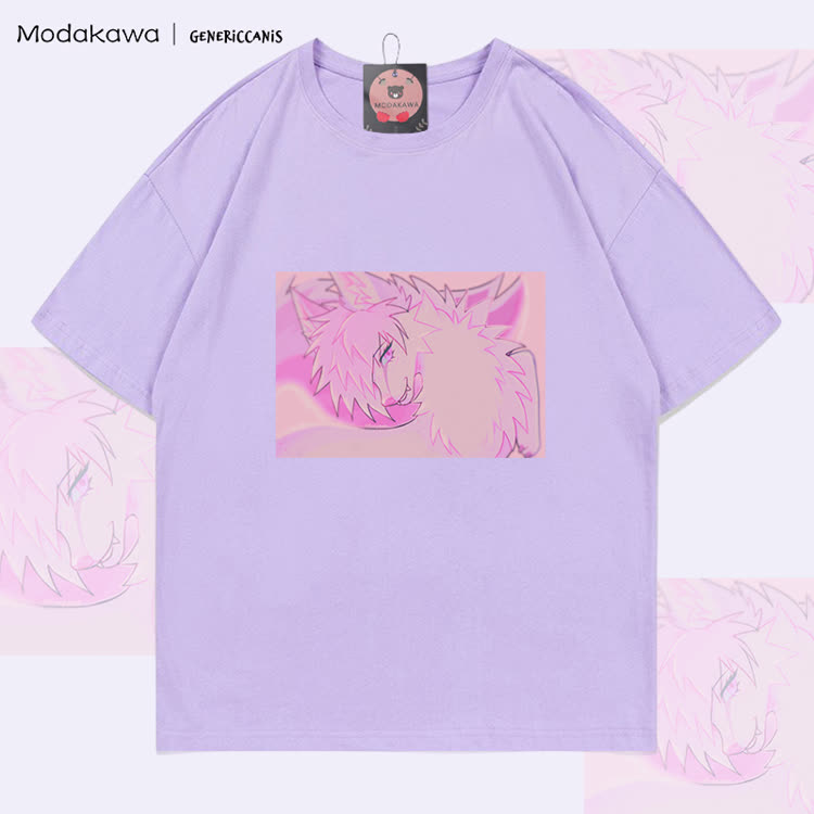 MODAKAWA X genericcanis Character Fox Graphic 100% Cotton T-shirt - Light Purple - 5XL - image 4