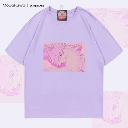 MODAKAWA X genericcanis Character Fox Graphic 100% Cotton T-shirt - Light Purple - 5XL - image 4