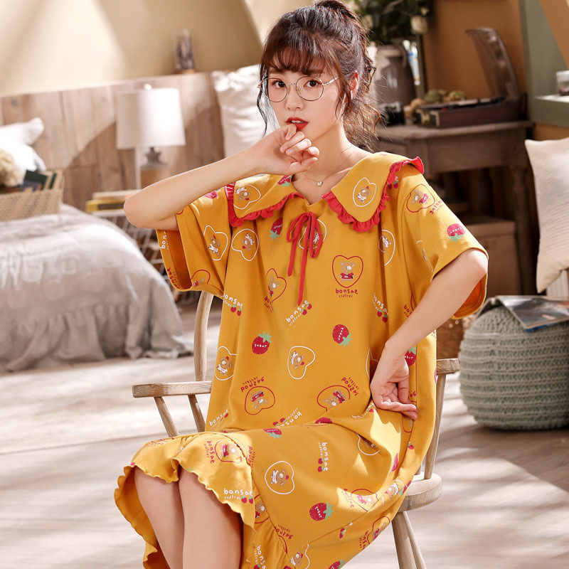 Cartoon Ruffled Hem Pajamas Dress - D - 3XL - image 4